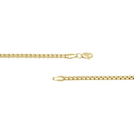 2.5mm Rounded Box Chain Necklace in Hollow 14K Gold