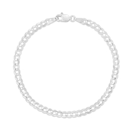 3.6mm Curb Chain Bracelet in Solid 14K White Gold