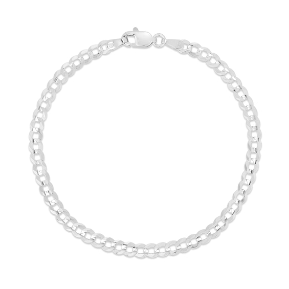 3.6mm Curb Chain Bracelet in Solid 14K White Gold