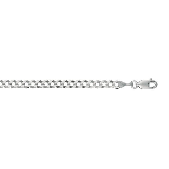 3.6mm Curb Chain Bracelet in Solid 14K White Gold