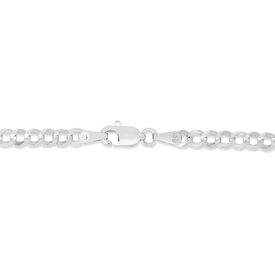 3.6mm Curb Chain Bracelet in Solid 14K White Gold