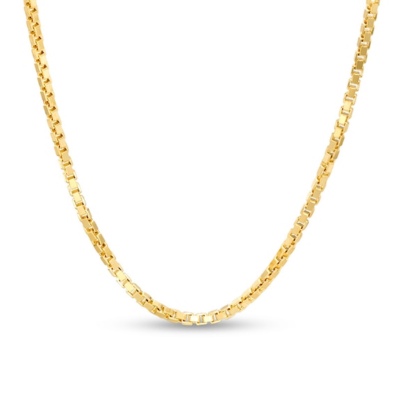 2.5mm Square Box Chain Necklace in Hollow 14K Gold - 22"