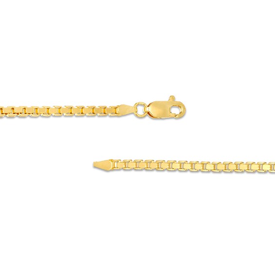2.5mm Square Box Chain Necklace in Hollow 14K Gold - 22"