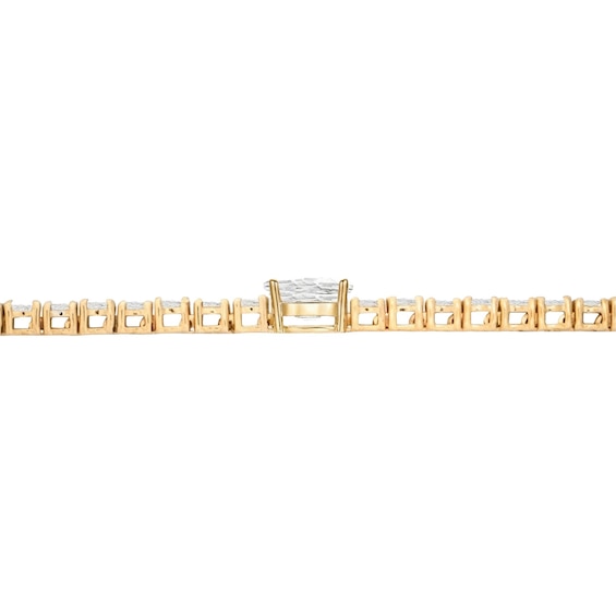 Oval and Round White Lab-Created Sapphire Tennis Bracelet in Sterling Silver with 14K Gold Plate