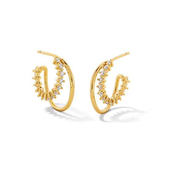 1/3 CT. T.w. Lab-Grown Diamond Split Hoop Earrings in 10K Gold
