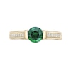 Thumbnail Image 2 of 6.0mm Lab-Created Emerald and White Lab-Created Sapphire Ring in Sterling Silver with 18K Gold Plate