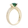 Thumbnail Image 3 of 6.0mm Lab-Created Emerald and White Lab-Created Sapphire Ring in Sterling Silver with 18K Gold Plate