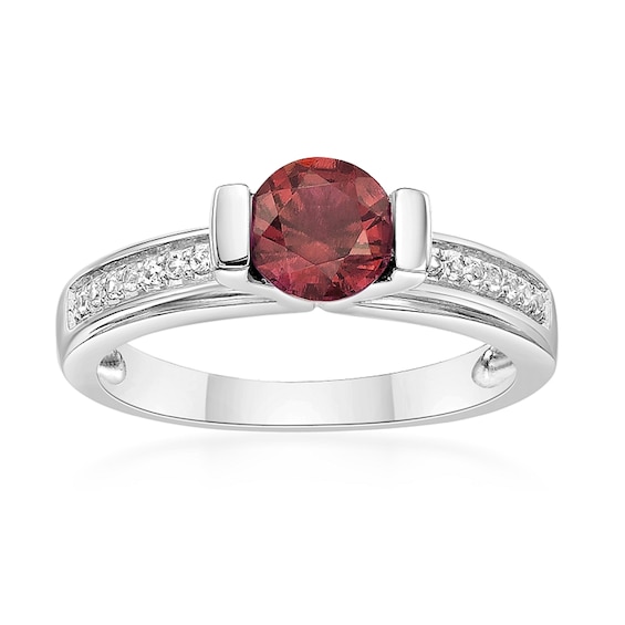 6.0mm Lab-Created Ruby and White Sapphire Ring Sterling Silver