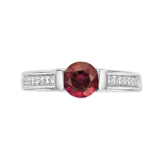 6.0mm Lab-Created Ruby and White Lab-Created Sapphire Ring in Sterling Silver