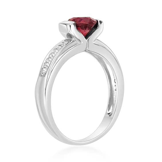 6.0mm Lab-Created Ruby and White Lab-Created Sapphire Ring in Sterling Silver