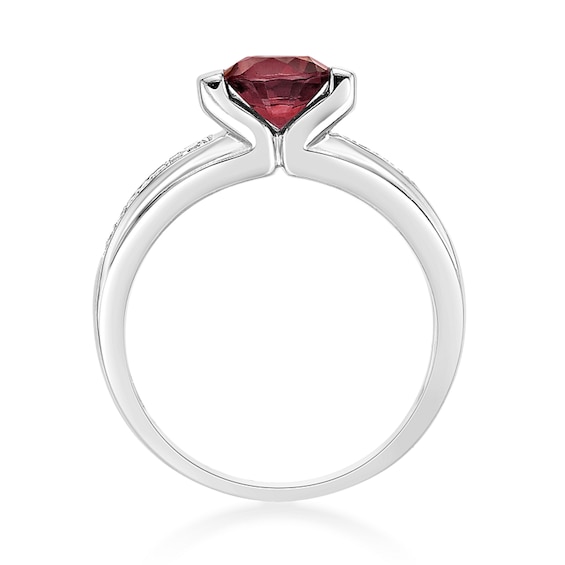 6.0mm Lab-Created Ruby and White Lab-Created Sapphire Ring in Sterling Silver
