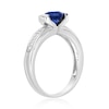 Thumbnail Image 3 of 6.0mm Blue and White Lab-Created Sapphire Ring in Sterling Silver