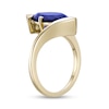 Thumbnail Image 3 of Marquise-Cut Blue Lab-Created Sapphire Solitaire Bypass Shank Ring in Sterling Silver with 18K Gold Plate