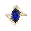 Thumbnail Image 5 of Marquise-Cut Blue Lab-Created Sapphire Solitaire Bypass Shank Ring in Sterling Silver with 18K Gold Plate