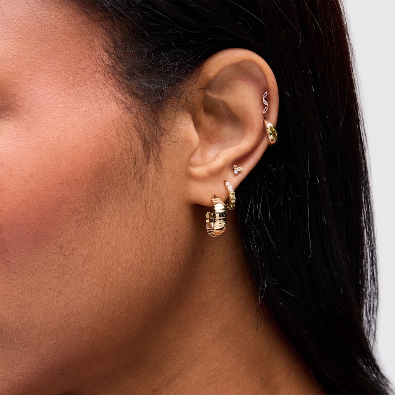 Main Image 2 of Pear-Shaped Peridot Hoop Earrings in 10K Gold