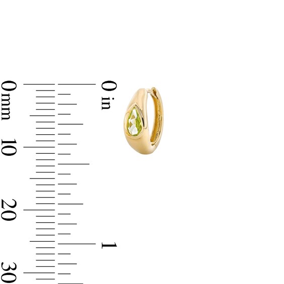 Pear-Shaped Peridot Hoop Earrings in 10K Gold