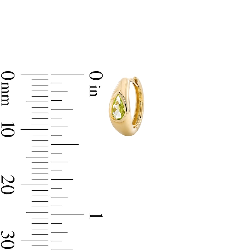 Main Image 3 of Pear-Shaped Peridot Hoop Earrings in 10K Gold