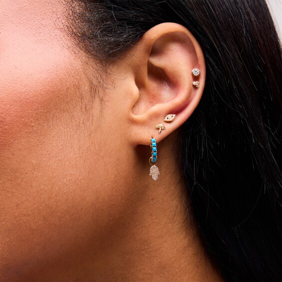 1/20 CT. T.w. Lab-Grown Diamond Evil Eye Single Cartilage Stud Earring in 14K Gold