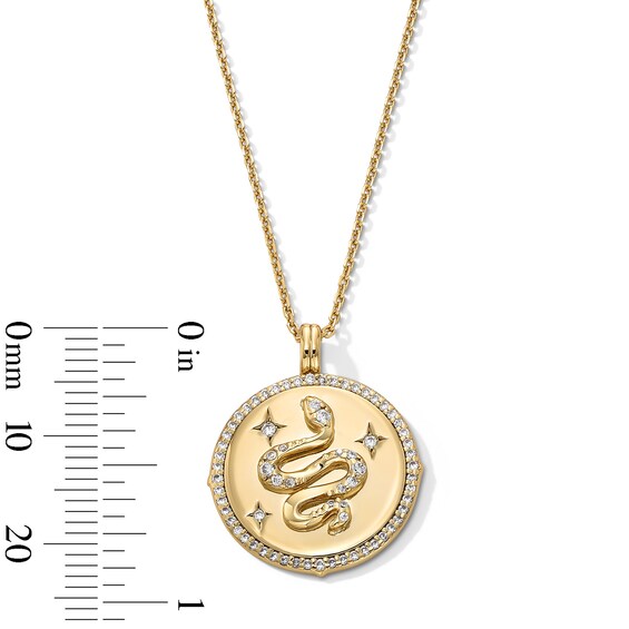 1/4 CT. T.w. Lab-Grown Diamond Snake Medallion Pendant in Sterling Silver with 18K Gold Plate