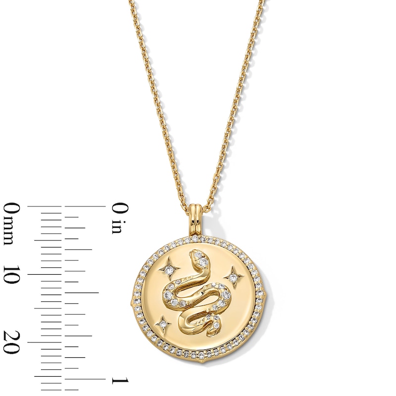 Main Image 3 of 1/4 CT. T.W. Lab-Created Diamond Snake Medallion Pendant in Sterling Silver with 18K Gold Plate