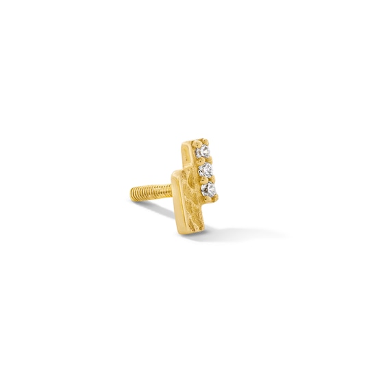 Lab-Grown Diamond Accent Double Bar Single Cartilage Stud Earring in 14K Gold