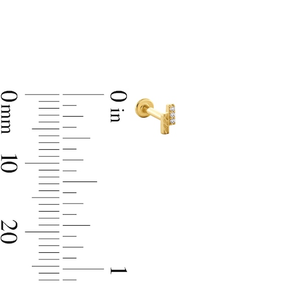 Lab-Grown Diamond Accent Double Bar Single Cartilage Stud Earring in 14K Gold