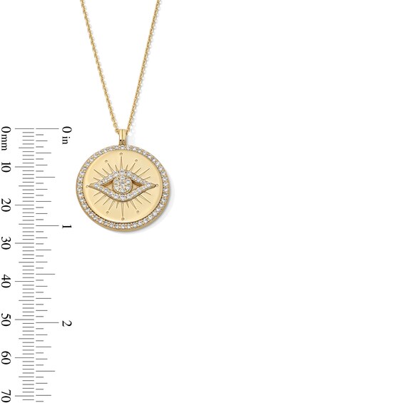 1/4 CT. T.w. Lab-Grown Diamond Evil Eye Medallion Pendant in Sterling Silver with 18K Gold Plate