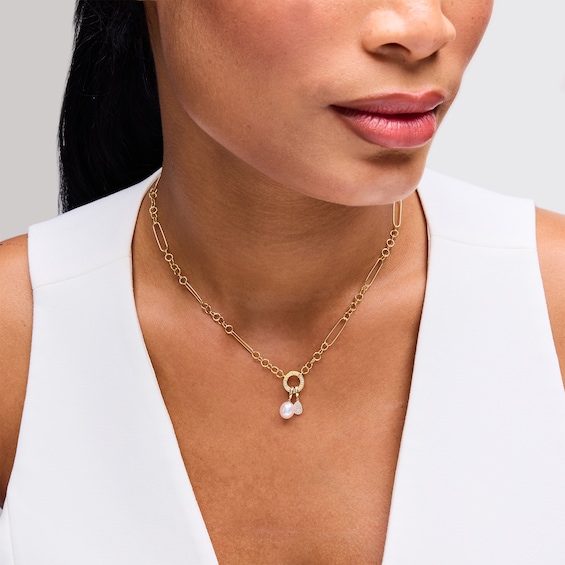 1/20 CT. T.w. Lab-Grown Diamond Circle Necklace in Sterling Silver with 18K Gold Plate - 16"