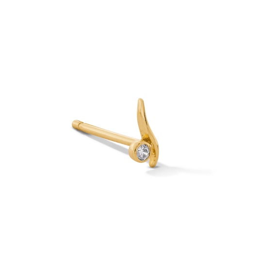 Lab-Grown Diamond Accent Abstract Single Cartilage Stud Earring in 14K Gold