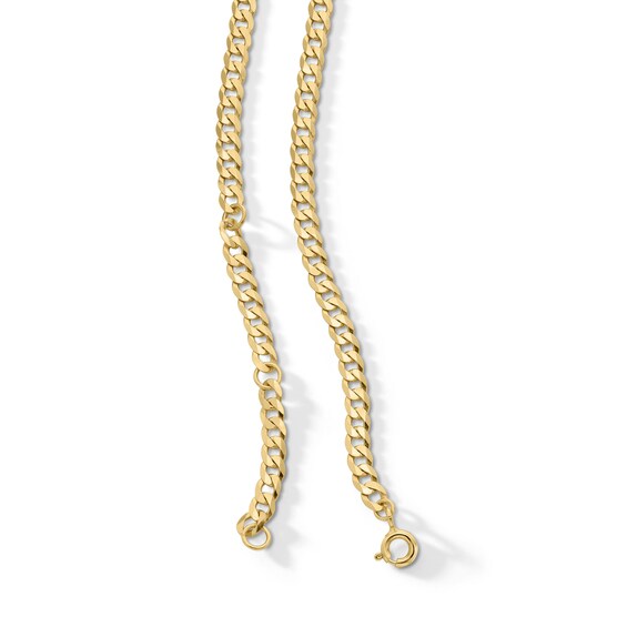 Emerald-Cut Emerald Solitaire Curb Chain Necklace in Sterling Silver with 18K Gold Plate