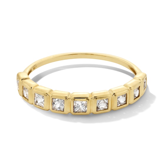 1/2 CT. T.w. Princess-Cut Lab-Grown Diamond Bezel-Set Ring in Sterling Silver with 18K Gold Plate