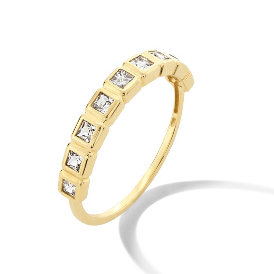 1/2 CT. T.w. Princess-Cut Lab-Grown Diamond Bezel-Set Ring in Sterling Silver with 18K Gold Plate