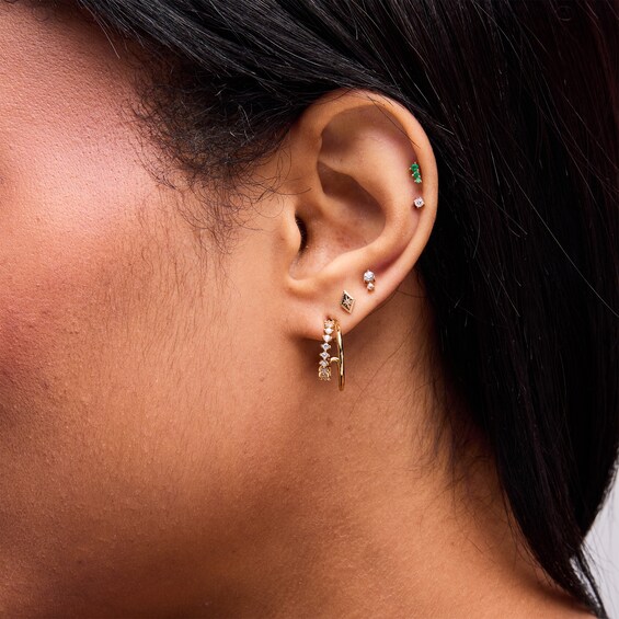 Lab-Grown Diamond Accent Marquise Single Cartilage Stud Earring in 14K Gold