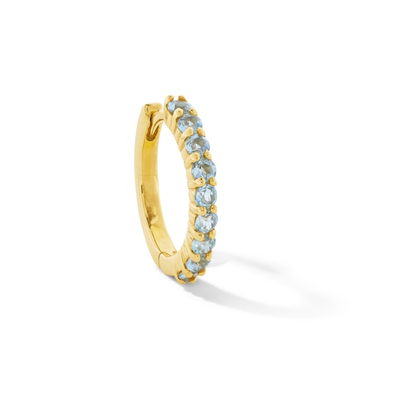 Aquamarine Single Hoop Earring in 14K Gold