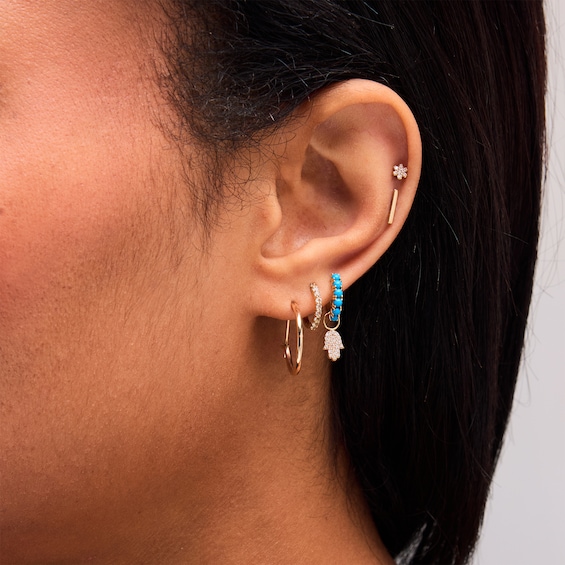 Aquamarine Single Hoop Earring in 14K Gold
