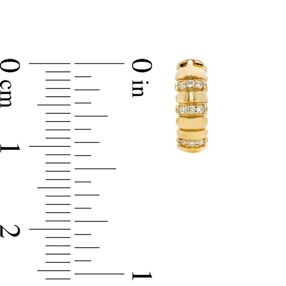 1/15 CT. T.w. Lab-Grown Diamond Striated Hoop Earrings in 10K Gold