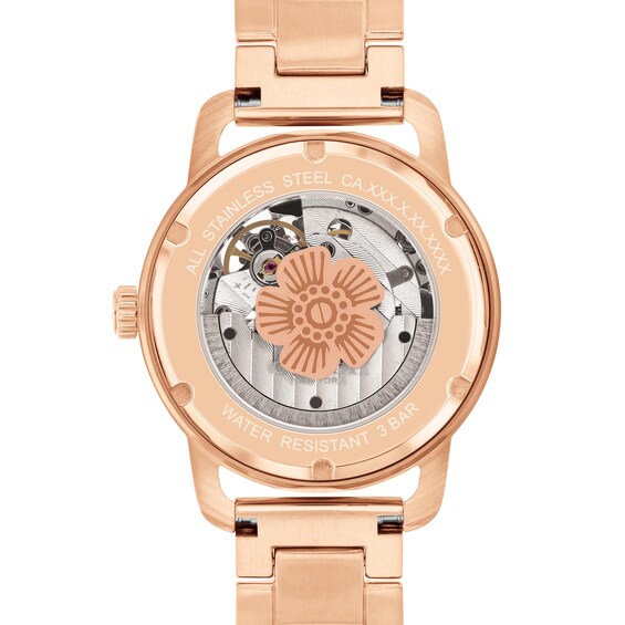 Ladiesâ Coach Cruiser Crystal Accent Rose-Tone IP Automatic Watch with Tea Rose Dial (Model: 14504367)
