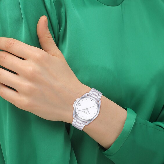 Ladiesâ Coach Greyson Iridescent Ceramic Watch with White Dial (Model: 14504390)