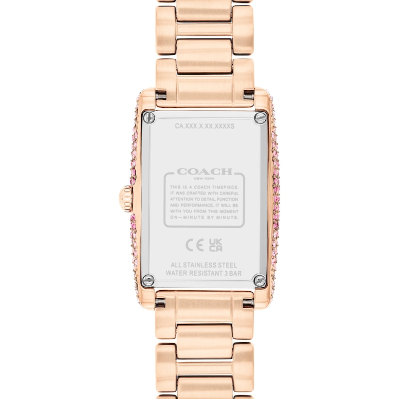 Main Image 3 of Ladies’ Coach Reese Pink Ombré Crystal Rose-Tone IP Watch with Rectangular Rose-Tone Dial (Model: 14504414)