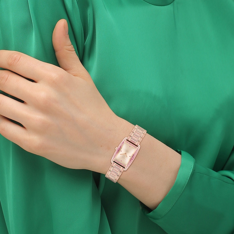 Main Image 4 of Ladies’ Coach Reese Pink Ombré Crystal Rose-Tone IP Watch with Rectangular Rose-Tone Dial (Model: 14504414)