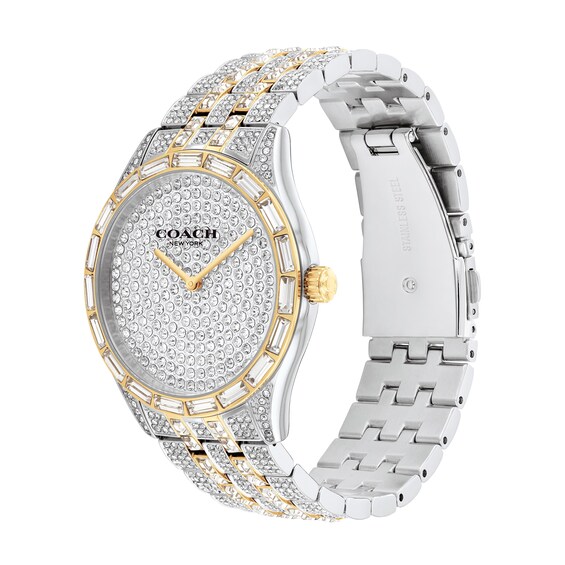 Ladiesâ Coach Brooks Crystal Two-Tone IP Watch with Crystal Dial (Model: 14400037)