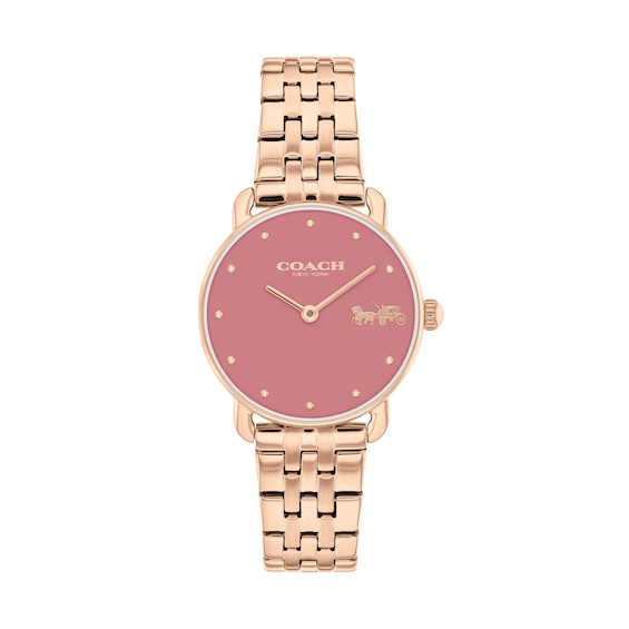Ladiesâ Coach Elliot Rose-Tone IP Watch with Pink Dial (Model: 14504444)