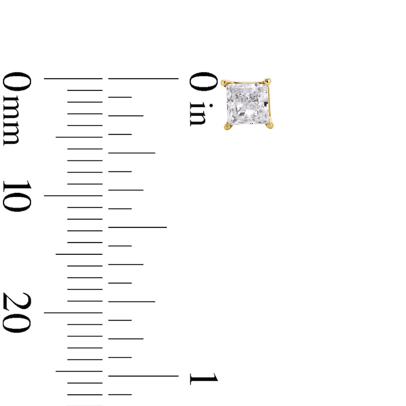 Main Image 3 of 1/2 CT. T.W. Princess-Cut Certified Lab-Grown Diamond Solitaire Stud Earrings in 14K Gold (F/SI2)