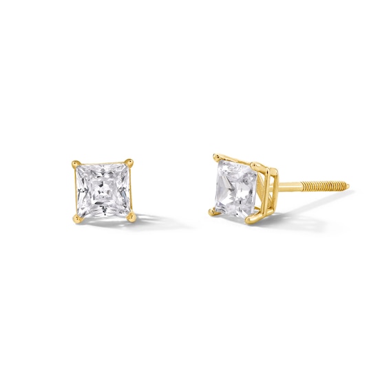 1 CT. T.w. Princess-Cut Certified Lab-Grown Diamond Solitaire Stud Earrings in 14K Gold (F/Si2)