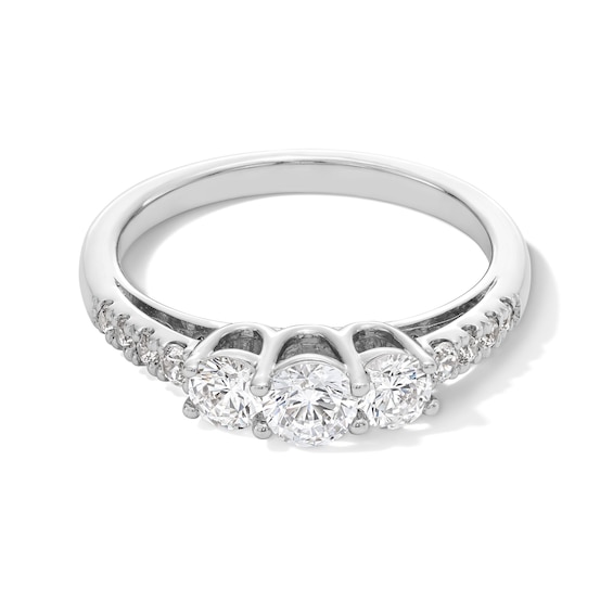 3/4 CT. T.w. Diamond Past Present Future® Engagement Ring in 10K White Gold