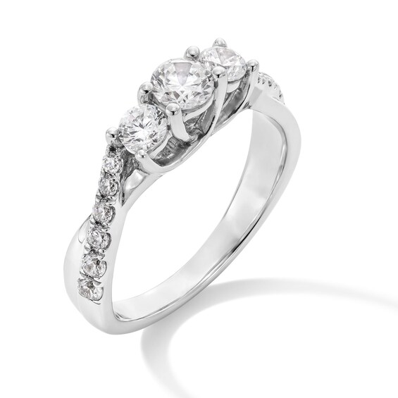 1 CT. T.w. Diamond Past Present FutureÂ® Crossover Shank Engagement Ring in 10K White Gold