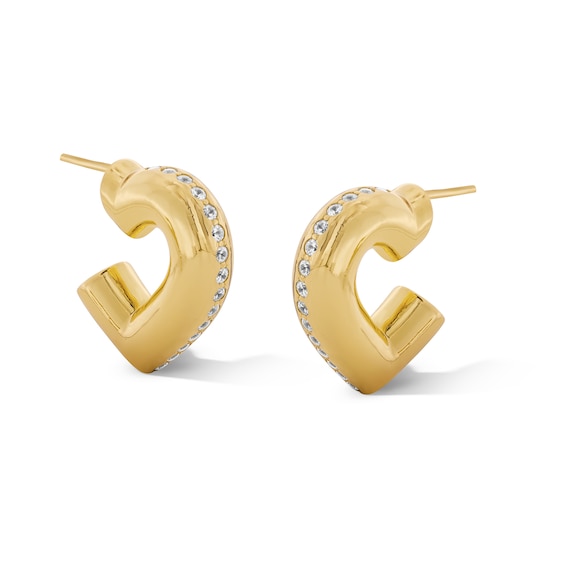 1/3 CT. T.w. Lab-Grown Diamond Heart-Shaped J-Hoop Earrings in 10K Gold