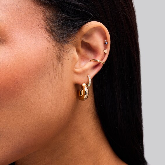 1/3 CT. T.w. Lab-Grown Diamond Heart-Shaped J-Hoop Earrings in 10K Gold