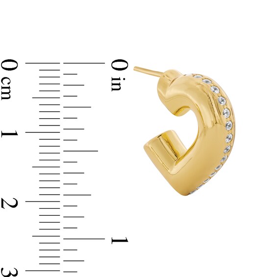 1/3 CT. T.w. Lab-Grown Diamond Heart-Shaped J-Hoop Earrings in 10K Gold