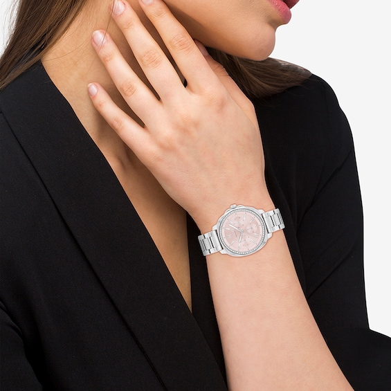 Ladiesâ Coach Kitt Crystal Accent Chronograph Watch with Pink Dial (Model: 14504392)